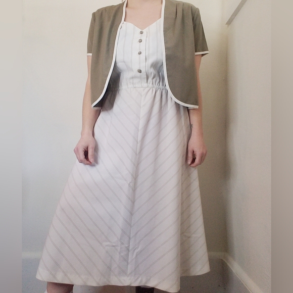 Vintage 80s 90s Tank Strap Dress Jacket Set Vtg Sz 12 Dress Lagenlook Minimalist - Picture 15 of 16